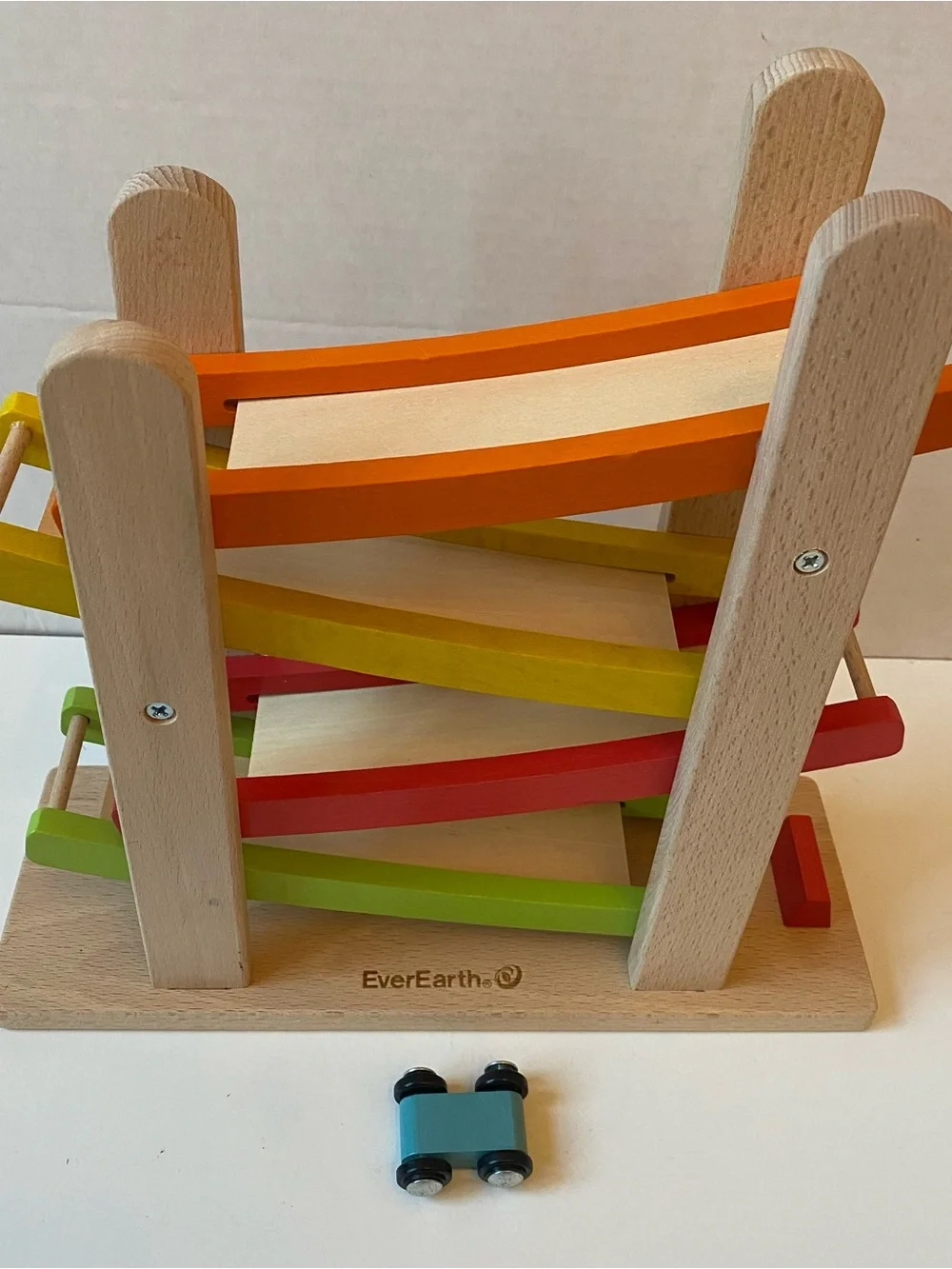 EverEarth Wooden Rainbow Car Ramp Toy